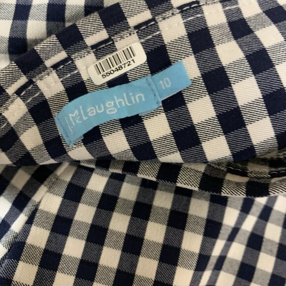J McLaughlin Navy Gingham Skinny Pants 10 Preppy Stretch Slim Fit Checkered - Picture 4 of 5